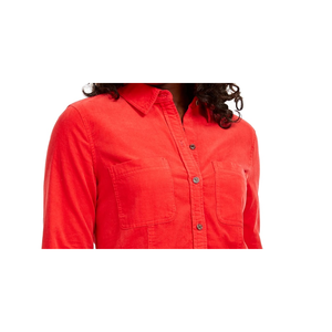 Camicia in velluto a coste da donna Charter Club, taglia XL, rossa, vestibilità ampia, stile vintage, con logo ricamato, per le stagioni autunnali e primaverili - Product Image 2