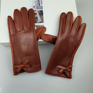 Women's Customized Winter Warm <b>Gloves</b> <b>Lady</b> Genuine High Quality Lambskin <b>Leather</b> Soft Lining <b>Gloves</b> - Product Image 3