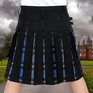 Kilts pour hommes en coton hybride moderne noir et bleu tartan Ramsay à rayures croisées - Product Image 4