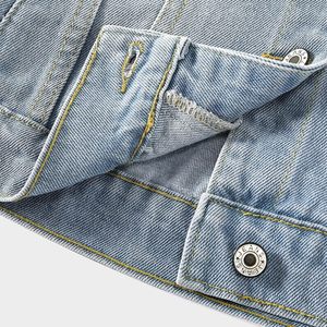 Ladyful Women's Vintage <b>Bride</b> Denim <b>Jacket</b> 100% Cotton 320g Medium Wash Windproof Breathable Regular Fit Pockets Solid - Product Image 5