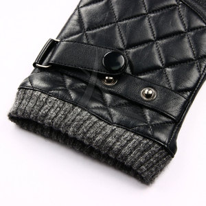 Guantes de cuero para hombre con pantalla táctil, guantes de vestir de dedo completo para invierno - Product Image 3