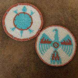 Handmade Beaded <b>Coasters</b> - Boho <b>Drink</b> <b>Coasters</b> with Polyester Backing (4x4 Inch) - Product Image 5
