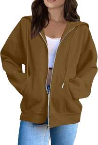 Sweat à capuche homme avec fermeture éclair en coton polaire sweat à capuche zippé surdimensionné jogging d'hiver avec poche kangourou - Product Image 2