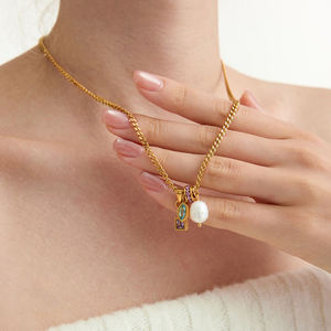 Collier Pendentif Cercle Éternité J&D avec Zircon et Perle, Breloques Tendance - Product Image 2