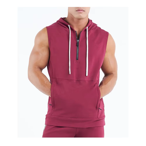 High Quality Men's <b>Sleeveless</b> Fitness <b>Hoodie</b> Casual Wear Gym Fleece Slim Fit Anti-Shrink Polyester/Cotton Breathable for Autumn - Product Image 1