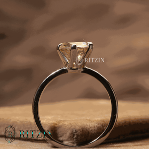 Round Cut Moissanite <b>Solitaire</b> Engagement <b>Ring</b> with Sterling <b>Silver</b> and Prong Setting for Women - Product Image 5