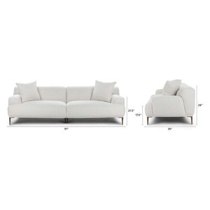 Juego de Sofás Minimalistas de Tela Blanca con Tapicería de Poliéster para Sala de Estar, Dormitorio, Oficina, Salón y Muebles de Interior - Product Image 4