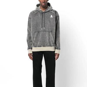 Sudadera con capucha de lavado ácido para hombres Regular Fit 100% algodón polar transpirable y secado rápido con cordón capucha al por mayor Vintage - Product Image 1