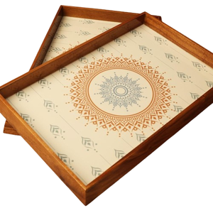 Bandeja de servicio de forma redonda de madera con mango de metal en forma humana Cena de comida y hoteles con tamaños 13x22x4 cm - Product Image 6