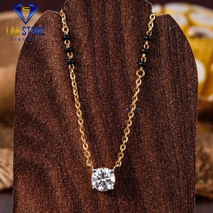 Labstone's 1,00 TDW Round Cut Diamond Yellow Gold Mangalsutra para bodas y regalos Color de la joyería Chapado en rodio de color de la EF-VS - Product Image 3