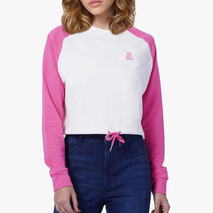 Sudadera de cuello redondo con bordado raglán para mujer, 300g, peso de tela, impresión Digital, mangas completas informales de invierno, servicio OEM - Product Image 2