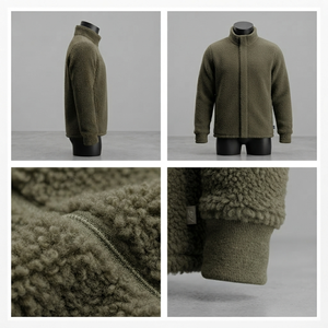 Pull à col roulé en molleton vert olive pour homme, coupe classique, vêtements d'hiver décontractés, chaud, sans doublure, en tricot sherpa, sweat-shirts - Product Image 3