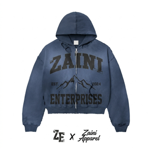 Sweat à capuche unisexe vert olive avec fermeture éclair, 380 GSM, molleton de coton brossé, coupe oversize, streetwear, impression de logo personnalisée, écologique - Product Image 2