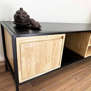 KTV68097 Soporte de TV de Hierro Moderno y Minimalista de Lujo con Consola Eléctrica de Madera de Caucho para Sala de Estar, Muebles para el Hogar - Product Image 6