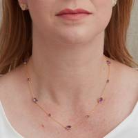 Collier pendentif fait main pour femme, plaqué or, en argent sterling 925 massif, bijoux de mode pour mariages et fêtes, avec améthyste naturelle en forme de galet