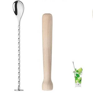 Meilleure vente Cocktail Bar Muddler 8 "Sheesham Drink Muddler & Cuillère à mélanger 12" avec longue poignée en spirale lot de 2 - Product Image 1