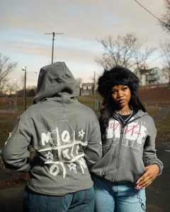 เสื้อมีฮู้ดติดซิปสำหรับผู้ชายผ้าฝ้ายลายกราฟิกผ้าเทอร์รี่ขนแปรงแบบมีซิปพิมพ์สกรีนได้ตามต้องการ - Product Image 4