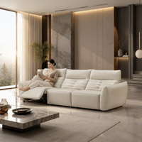 Canapé modulaire extensible de luxe en cuir pleine fleur, meubles d'appartement, pieds en acier inoxydable, cuir véritable