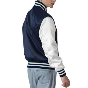 Blouson Bomber Varsity Homme Tendance Coupe Américaine Rétro en Satin, Léger, Respirant et Coupe-Vent avec Patchwork – Idéal Printemps - Product Image 4