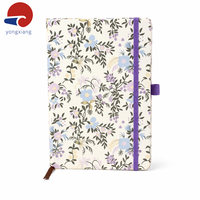 Carnet personnalisé en cuir PU à couverture rigide, journal floral imprimé en couleur avec onglets d'indexation et fermeture élastique