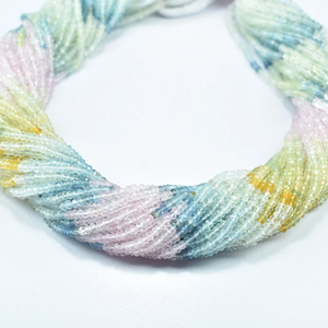 Perles rondes multifacettées en aquamarine faites à la main, 2,5 mm, pierre précieuse naturelle, brin de 13 pouces, fournitures pour la fabrication de bijoux - Product Image 2