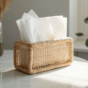กล่องใส่กระดาษทิชชูหวายสำหรับตกแต่งใช้งานได้เหมาะสำหรับห้องนั่งเล่นห้องพักและห้องรับประทานอาหาร - Product Image 1