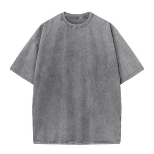 Logo personnalisé lourd 100% coton poids lourd Streetwear T-Shirts goutte épaule surdimensionné Vintage lavage à l'acide t-shirt pour hommes - Product Image 4