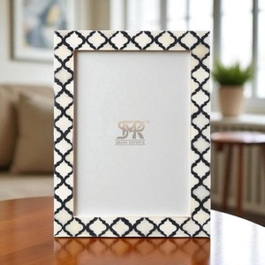 Marco de Fotos Decorativo Hecho a Mano Moderno y Personalizable con Incrustaciones de Hueso Blanco y Negro de Lujo para Sala de Estar, Dormitorio u Oficina - Product Image 2