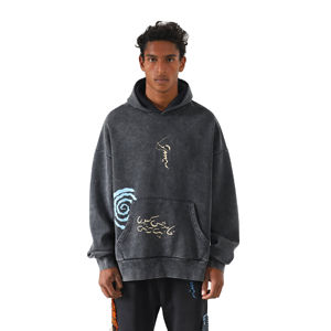 Sweat à capuche personnalisé pour hommes, poids lourd, soleil, éponge française avec lavage à l'acide, sérigraphie fonctionnelle, taille XS, col à capuche en polaire d'hiver - Product Image 1