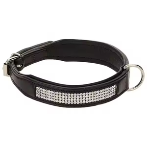 ปลอกคอสุนัขหนังแท้คุณภาพพรีเมี่ยมประดับด้วยคริสตัลสไตล์เรียบง่าย100% ผู้ผลิตขายส่ง - Product Image 1