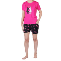 Ensemble décontracté 2 pièces pour femme : mini-short et t-shirt tricoté à manches courtes imprimé, doux, printemps-été