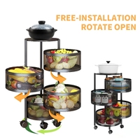 Offre Spéciale cuisine salon chariot support de stockage multicouche légumes et fruits panier avec roues peut pivoter à 360 degrés