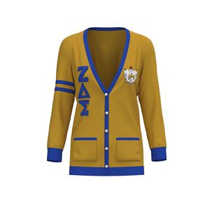 Cardigan décontracté d'hiver Sigma Gamma Rho Zeta Delta Sigma avec boutons et broderies - Product Image 1