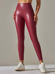 Matériau brillant Leggings de yoga sublimés extensibles à coupe ajustée pour femmes Leggings de gymnastique à couture sans couture levage des fesses - Product Image 4