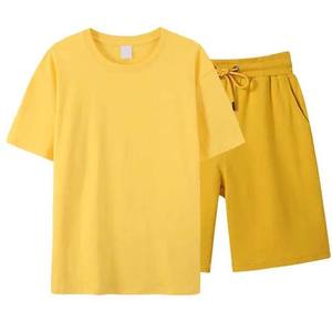 Conjunto de camisetas y pantalones cortos de manga corta de verano, transpirable, informal, estilo callejero, ropa de algodón de Color sólido para hombre, conjuntos de dos piezas - Product Image 3