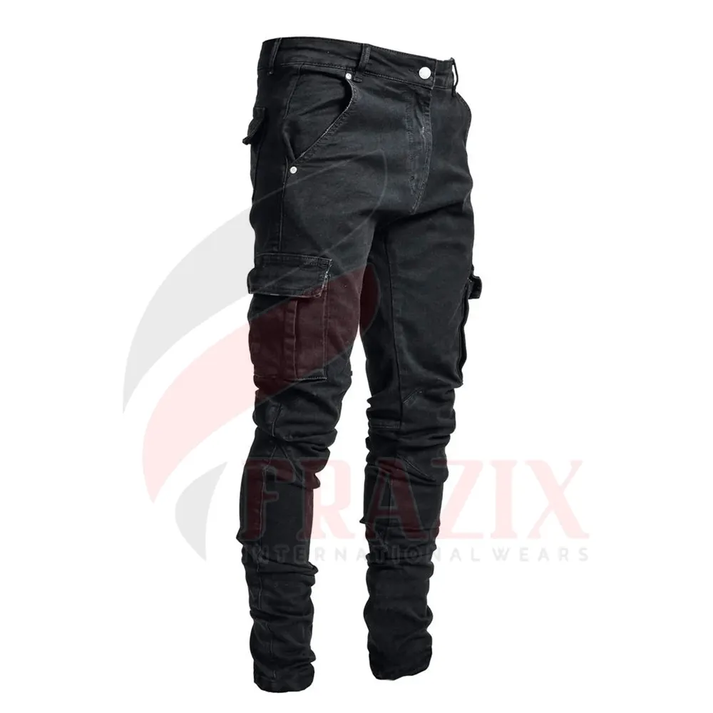 Men Cargo Skinny Jeans Slim Fit Biker Pants Wholesale Men's Clothing Long Pants Latest Design Men