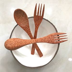 Wholesale <b>natural</b> coconut wooden spork versatile coco wood sporks cheapest price from Vietnam - Product Image 1