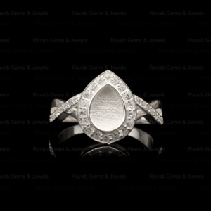 High Quality 5x7mm Pear Infinity Zircon Semi Mount Blank Bezel Setting Sterling Silver <b>Ring</b> Gemstone Resin Jewelry Findings - Product Image 3