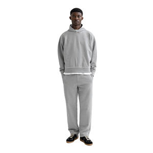 Conjunto Deportivo de Invierno Unisex al por Mayor, Sudadera con Capucha de Algodón y Forro Polar, Transpirable, Ecológico, Resistente al Viento, Pantalones Deportivos para Hombre - Product Image 1