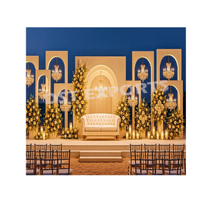 Scène de mariage minimaliste avec panneaux d'arche design Scène de panneau d'arche moderne pour les mariages élégants Configuration de mariage simple et élégante - Product Image 1