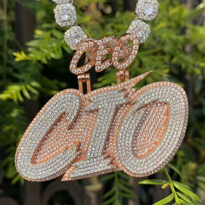 Pendentif personnalisé avec grande lettre nom Logo S925 pendentif à breloque en diamant Moissanite en argent glacé - Product Image 1