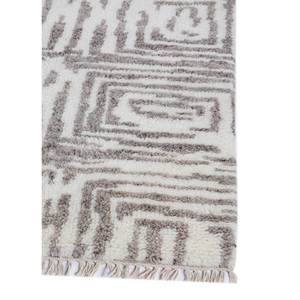 Alfombra de Lana Anudada a Mano Aprezo Ivory, Diseño Geométrico, Alfombra Rectangular para Sala de Estar, Pasillo o Entrada, PKWL-1062 - Product Image 4