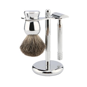 Juego de Soporte para Brocha y Maquinilla de Afeitar de Acero Inoxidable de Primera Calidad para Hombre - Product Image 2