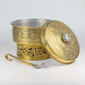 Casserole de luxe plaquée or, pour table, cuisine, maintien au chaud des aliments, écologique, compatible gaz et induction, couvercle en acier inoxydable, meilleure qualité, fabrication artisanale - Product Image 2