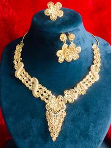 Ensemble de bijoux plaqué or 24 carats DDP le plus vendu pour les cadeaux de fêtes de mariage-World Wide Export vers France USA Royaume-Uni - Product Image 1