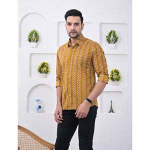 Chemise pour homme, 100% coton, imprimée avec des motifs floraux à pois, décontractée, manches longues, options de tissu popeline Oxford, fabrication ODM/OEM - Product Image 4