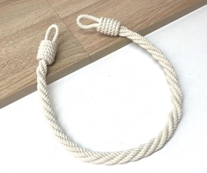 White Cotton <b>Curtain</b> Tiebacks: Elegant Thin Rope <b>Drape</b> Holdbacks - Product Image 3