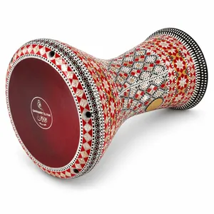 Gawharet El Fan 22cm Clásico Darbuka Doumbek - Tambor Khalifa con Incrustaciones de Perlas Rojas y Amarillas - Product Image 2