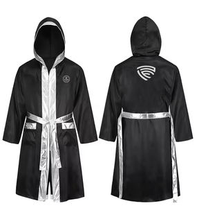 2025 batas elásticas de poliéster hechas a medida abrigos de Bata de boxeo con impresión de logotipo personalizado - Product Image 5