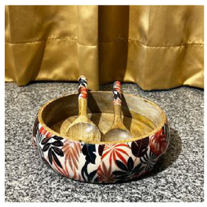 Ensaladera de madera de mango de 7x3 pulgadas de la mejor calidad, cuchara interior de resina epoxi pulida ecológica para servir en fiestas, fabricada - Product Image 4